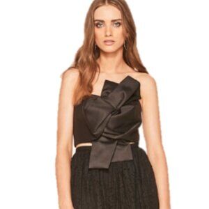 Isla “Midnight Roast” Bow-Front Crop Top – Luxe Coffee Satin in M and L